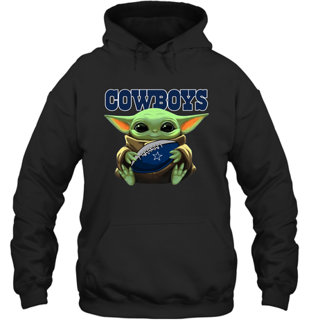 Baby Yoda Loves The Dallas Cowboys Star Wars Baby Yoda Hugs Cowboys NFL Adult Hoodie Sweatshirt Adult Hoodie Sweatshirt / Black / S Adult Hoodie Sweatshirt - VeigarTee