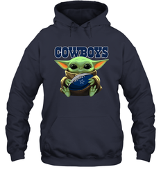 Baby Yoda Loves The Dallas Cowboys Star Wars Baby Yoda Hugs Cowboys NFL Adult Hoodie Sweatshirt