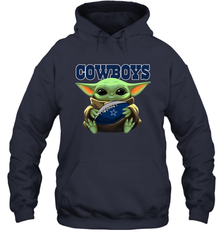 Baby Yoda Loves The Dallas Cowboys Star Wars Baby Yoda Hugs Cowboys NFL Adult Hoodie Sweatshirt Adult Hoodie Sweatshirt - VeigarTee