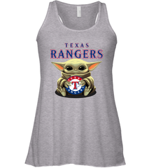 Baby Yoda Hugs Loves The Texas Rangers Baseball Womens Racerback Tank Top Womens Racerback Tank Top - VeigarTee
