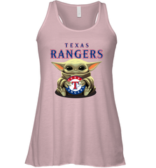 Baby Yoda Hugs Loves The Texas Rangers Baseball Womens Racerback Tank Top Womens Racerback Tank Top - VeigarTee
