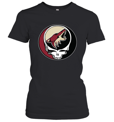 Arizona Coyotes Grateful Dead Steal Your Face Hockey NHL Womens T-Shirt Womens T-Shirt / Black / XS Womens T-Shirt - VeigarTee