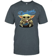 Baby Yoda Hugs Loves The Los Angeles Dodgers Baseball Mens T-Shirt Mens T-Shirt - VeigarTee