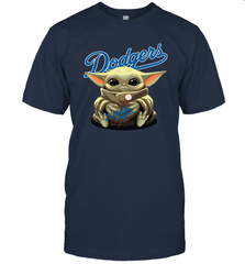 Baby Yoda Hugs Loves The Los Angeles Dodgers Baseball Mens T-Shirt Mens T-Shirt - VeigarTee