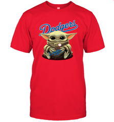 Baby Yoda Hugs Loves The Los Angeles Dodgers Baseball Mens T-Shirt Mens T-Shirt - VeigarTee