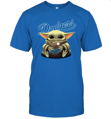 Baby Yoda Hugs Loves The Los Angeles Dodgers Baseball Mens T-Shirt Mens T-Shirt - VeigarTee