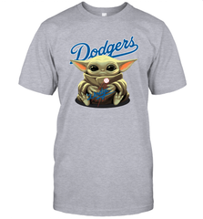 Baby Yoda Hugs Loves The Los Angeles Dodgers Baseball Mens T-Shirt Mens T-Shirt - VeigarTee