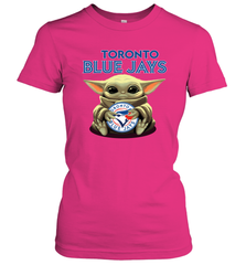 Baby Yoda Hugs Loves The Toronto Blue Jays Baseball Womens T-Shirt Womens T-Shirt - VeigarTee