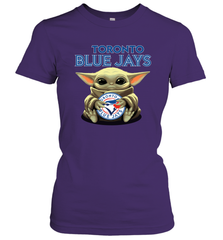 Baby Yoda Hugs Loves The Toronto Blue Jays Baseball Womens T-Shirt Womens T-Shirt - VeigarTee