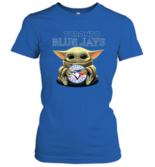 Baby Yoda Hugs Loves The Toronto Blue Jays Baseball Womens T-Shirt Womens T-Shirt - VeigarTee