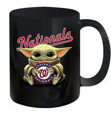 Baby Yoda Hugs Loves The Washington Nationals Baseball Ceramic Mug 11oz Ceramic Mug 11oz - VeigarTee