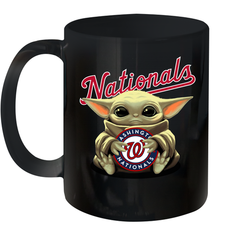 Baby Yoda Hugs Loves The Washington Nationals Baseball Ceramic Mug 11oz Ceramic Mug 11oz / Black / 11oz Ceramic Mug 11oz - VeigarTee