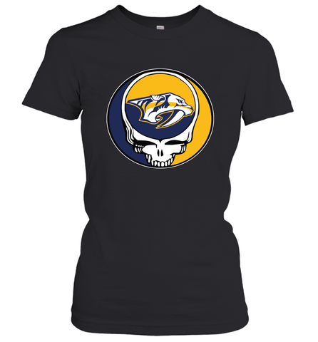 Nashville Predators Grateful Dead Steal Your Face Hockey NHL Womens T-Shirt Womens T-Shirt / Black / XS Womens T-Shirt - VeigarTee