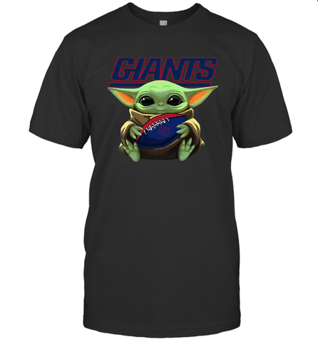 Baby Yoda Loves The New York Giants Star Wars Baby Yoda Hugs Giants NFL Mens T-Shirt Mens T-Shirt / Black / S Mens T-Shirt - VeigarTee