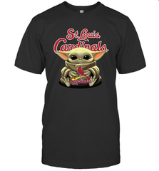 Baby Yoda Hugs Loves The St Louis Cardinals Baseball Mens T-Shirt Mens T-Shirt - VeigarTee
