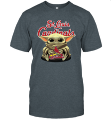 Baby Yoda Hugs Loves The St Louis Cardinals Baseball Mens T-Shirt Mens T-Shirt - VeigarTee