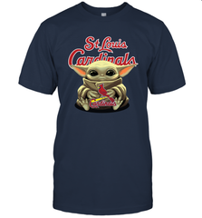 Baby Yoda Hugs Loves The St Louis Cardinals Baseball Mens T-Shirt Mens T-Shirt - VeigarTee