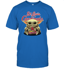 Baby Yoda Hugs Loves The St Louis Cardinals Baseball Mens T-Shirt Mens T-Shirt - VeigarTee