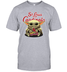 Baby Yoda Hugs Loves The St Louis Cardinals Baseball Mens T-Shirt Mens T-Shirt - VeigarTee