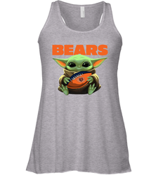 Baby Yoda Loves The Chicago Bears Star Wars Baby Yoda Hugs Bears NFL Womens Racerback Tank Top