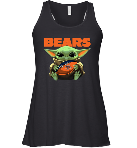 Baby Yoda Loves The Chicago Bears Star Wars Baby Yoda Hugs Bears NFL Womens Racerback Tank Top Womens Racerback Tank Top / Black / XS Womens Racerback Tank Top - VeigarTee