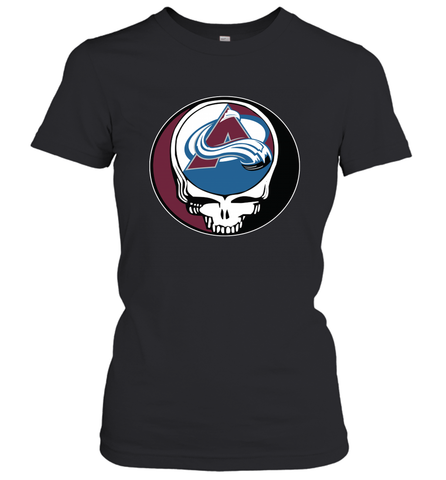 Colorado Avalanche Grateful Dead Steal Your Face Hockey NHL Womens T-Shirt Womens T-Shirt / Black / XS Womens T-Shirt - VeigarTee