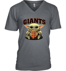 Baby Yoda Hugs Loves The San Francisco GiantsBaseball Mens V-Neck T-Shirt Mens V-Neck T-Shirt - VeigarTee