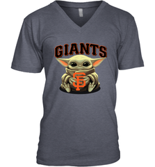 Baby Yoda Hugs Loves The San Francisco GiantsBaseball Mens V-Neck T-Shirt Mens V-Neck T-Shirt - VeigarTee