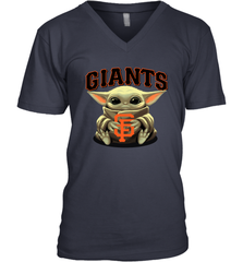 Baby Yoda Hugs Loves The San Francisco GiantsBaseball Mens V-Neck T-Shirt Mens V-Neck T-Shirt - VeigarTee