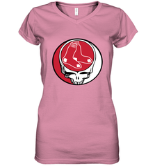 Boston Red Sox Grateful Dead Steal Your Face Baseball Womens V-Neck T-Shirt Womens V-Neck T-Shirt - VeigarTee