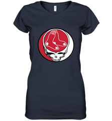 Boston Red Sox Grateful Dead Steal Your Face Baseball Womens V-Neck T-Shirt Womens V-Neck T-Shirt - VeigarTee