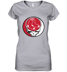 Boston Red Sox Grateful Dead Steal Your Face Baseball Womens V-Neck T-Shirt Womens V-Neck T-Shirt - VeigarTee