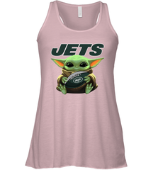 Baby Yoda Loves The New York Jets Star Wars Baby Yoda Hugs Jets NFL Womens Racerback Tank Top Womens Racerback Tank Top - VeigarTee
