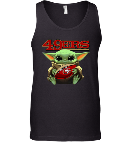 Baby Yoda Loves The San Francisco 49ers Star Wars Baby Yoda Hugs 49ers NFL Mens Tank Top Mens Tank Top / Black / XS Mens Tank Top - VeigarTee