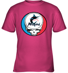 Miami Marlins Grateful Dead Steal Your Face Baseball Youth T-Shirt Youth T-Shirt - VeigarTee