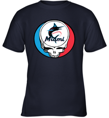 Miami Marlins Grateful Dead Steal Your Face Baseball Youth T-Shirt Youth T-Shirt - VeigarTee