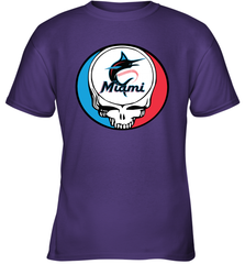 Miami Marlins Grateful Dead Steal Your Face Baseball Youth T-Shirt Youth T-Shirt - VeigarTee