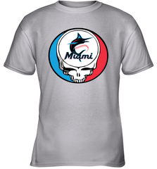 Miami Marlins Grateful Dead Steal Your Face Baseball Youth T-Shirt Youth T-Shirt - VeigarTee