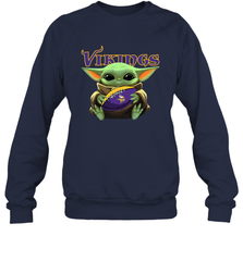 Baby Yoda Loves The Minnesota Vikings Star Wars Baby Yoda Hugs Vikings NFL Adult Sweatshirt Adult Sweatshirt - VeigarTee