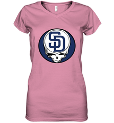 San Diego Padres Grateful Dead Steal Your Face Baseball Womens V-Neck T-Shirt Womens V-Neck T-Shirt - VeigarTee