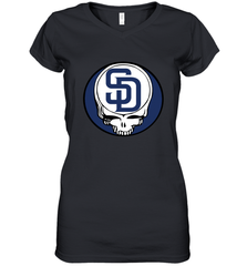 San Diego Padres Grateful Dead Steal Your Face Baseball Womens V-Neck T-Shirt Womens V-Neck T-Shirt - VeigarTee