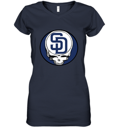 San Diego Padres Grateful Dead Steal Your Face Baseball Womens V-Neck T-Shirt