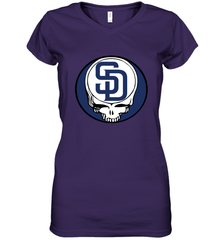 San Diego Padres Grateful Dead Steal Your Face Baseball Womens V-Neck T-Shirt Womens V-Neck T-Shirt - VeigarTee