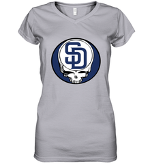 San Diego Padres Grateful Dead Steal Your Face Baseball Womens V-Neck T-Shirt Womens V-Neck T-Shirt - VeigarTee