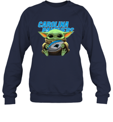 Baby Yoda Loves The Carolina Panthers Star Wars Baby Yoda Hugs Panthers NFL Adult Sweatshirt Adult Sweatshirt - VeigarTee