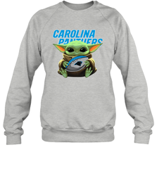 Baby Yoda Loves The Carolina Panthers Star Wars Baby Yoda Hugs Panthers NFL Adult Sweatshirt Adult Sweatshirt - VeigarTee