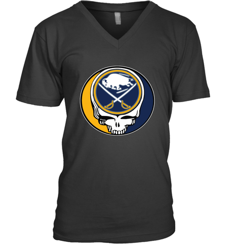 Buffalo Sabres Grateful Dead Steal Your Face Hockey NHL Mens V-Neck T-Shirt Mens V-Neck T-Shirt / Black / S Mens V-Neck T-Shirt - VeigarTee