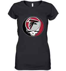 Atlanta Falcons Grateful Dead Steal Your Face NFL Football Womens V-Neck T-Shirt Womens V-Neck T-Shirt - VeigarTee