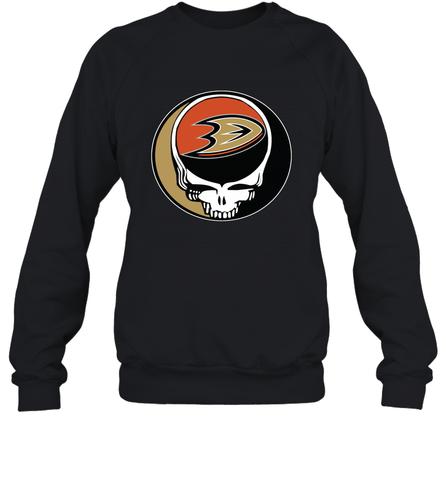 Anaheim Ducks Grateful Dead Steal Your Face Hockey NHL Adult Sweatshirt Adult Sweatshirt / Black / S Adult Sweatshirt - VeigarTee