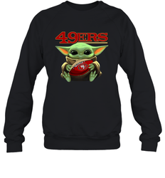 Baby Yoda Loves The San Francisco 49ers Star Wars Baby Yoda Hugs 49ers NFL Adult Sweatshirt